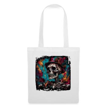 Crâne / Crâne / Squelette / Gothique / Tatouage - Sac en tissu - blanc - Devant