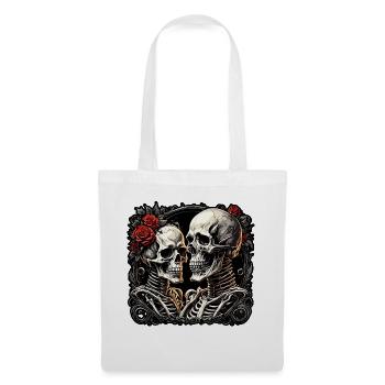 Crâne / Crâne / Squelette / Gothique / Tatouage - Sac en tissu - blanc - Devant
