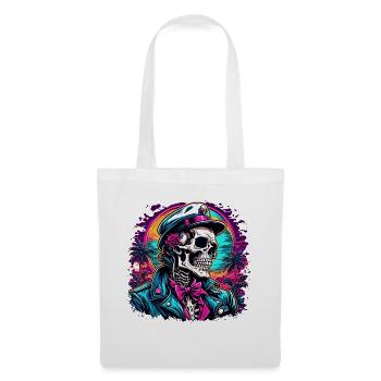 Crâne / Crâne / Squelette / Gothique / Tatouage - Sac en tissu - blanc - Devant