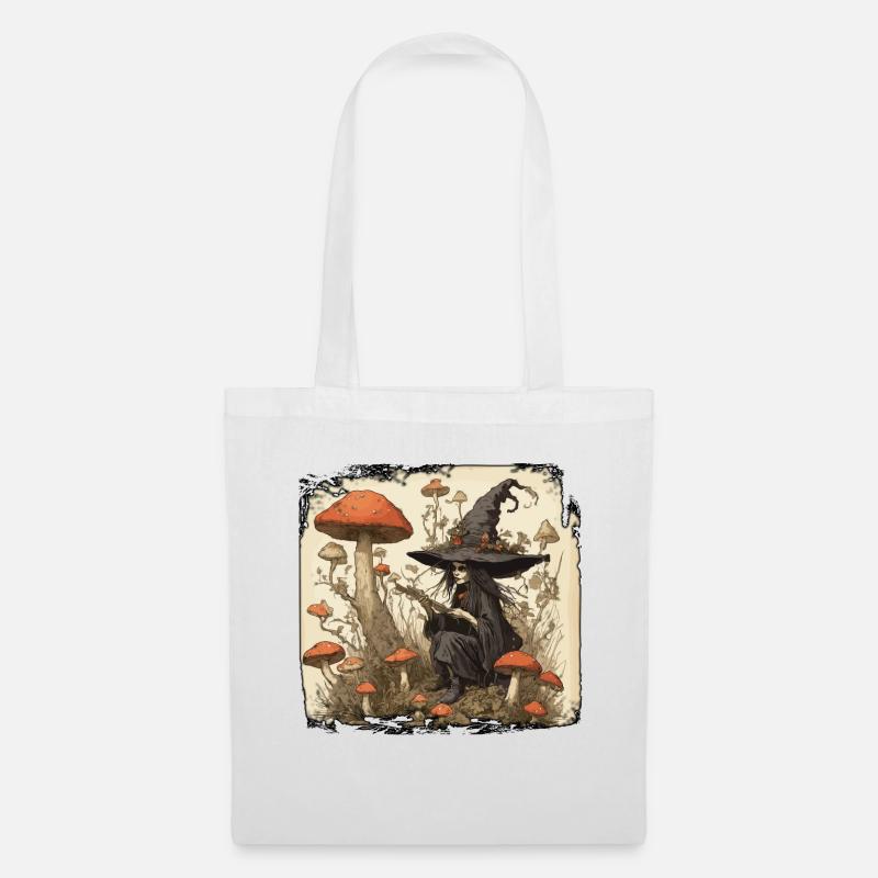 Manuel de la sorcière / grimoire / Halloween / automne - Sac en tissu - blanc
