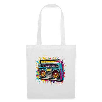 Radio / Analogique / Musique / Fréquence / Haut-parleurs - Sac en tissu - blanc - Devant
