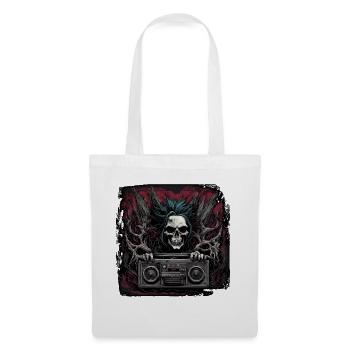 Radio / Analogique / Musique / Fréquence / Haut-parleurs - Sac en tissu - blanc - Devant