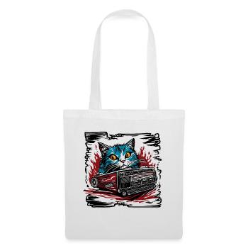 Radio / Analogique / Musique / Fréquence / Haut-parleurs - Sac en tissu - blanc - Devant