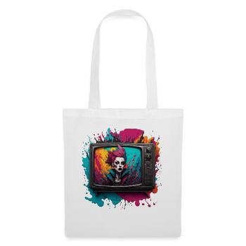 TV / Télévision / Analogique / Tube TV / Rétro - Sac en tissu - blanc - Devant