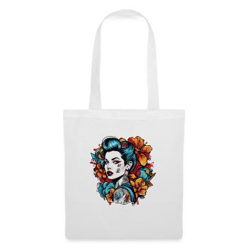 Rockabilly / Pin-up Girl / Frauenpower / 50er - Stoffbeutel - Weiß - Vorne
