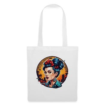 Rockabilly / Pin-up Girl / Girl Power / Années 50 - Sac en tissu - blanc - Devant
