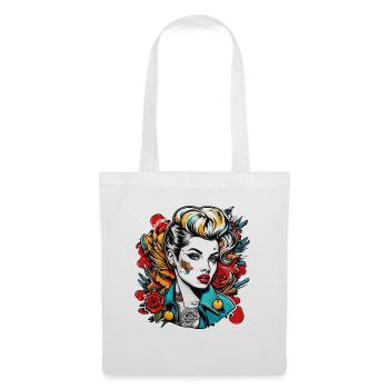 Rockabilly / Pin-up Girl / Girl Power / Années 50 - Sac en tissu - blanc - Devant