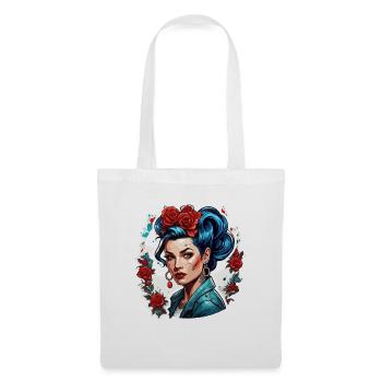 Rockabilly / Pin-up Girl / Girl Power / Années 50 - Sac en tissu - blanc - Devant