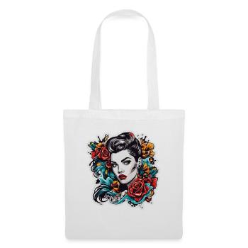 Rockabilly / Pin-up Girl / Girl Power / Années 50 - Sac en tissu - blanc - Devant
