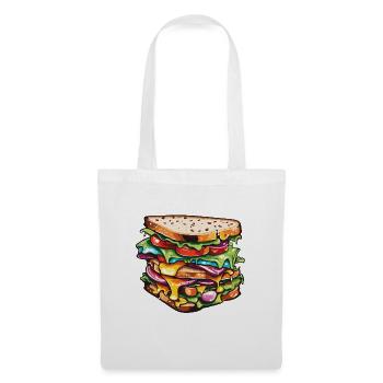 Sandwich / Sandwich / Nourriture / Épicerie - Sac en tissu - blanc - Devant