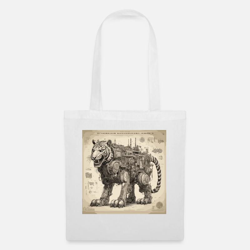 Plan / Sépia / Vintage / Rétro / Robot - Sac en tissu - blanc