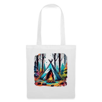 Forêt / Sauvage / Tente / Sauvage / Arbres / Vie - Sac en tissu - blanc - Devant