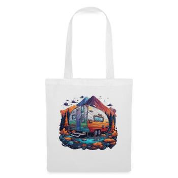 Camping-car / Camping-car / camping / Roadtrip / Voyage - Sac en tissu - blanc - Devant