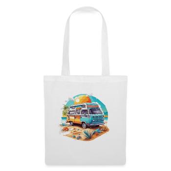 Camping-car / Camping-car / camping / Roadtrip / Voyage - Sac en tissu - blanc - Devant