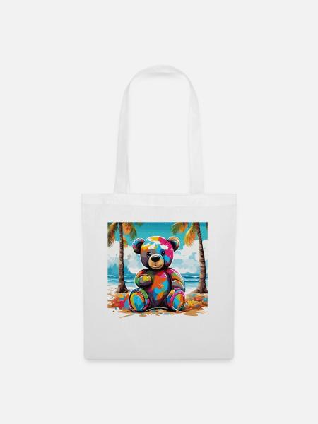 Teddybär / Kuscheltier / Stofftier / Geschenkidee - Stoffbeutel - Weiß