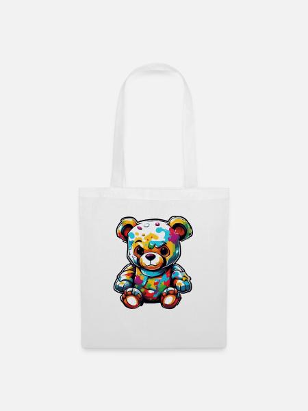 Teddybär / Kuscheltier / Stofftier / Geschenkidee - Stoffbeutel - Weiß