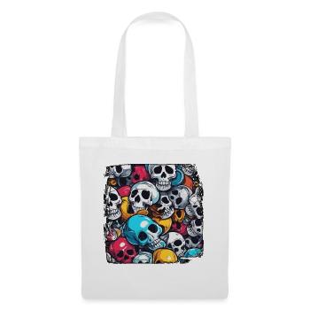 Crâne / Crâne / Squelette / Gothique / Tatouage - Sac en tissu - blanc - Devant