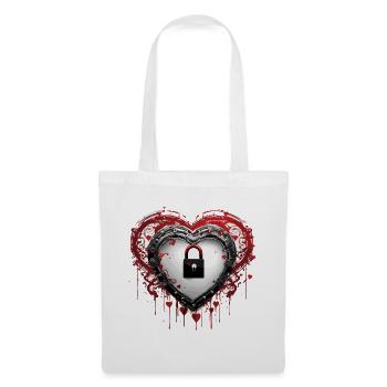 Shoulder Lock / Key / Heart Lock / Motif - Tote Bag - white - Front