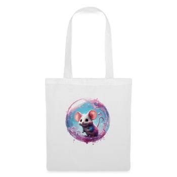 Animal dans une bulle de savon / enfantin / mignon / souris - Sac en tissu - blanc - Devant