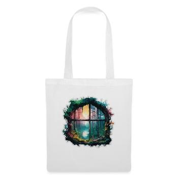 Fenêtre dans la forêt / Arbres / Vue / Sauvage - Sac en tissu - blanc - Devant