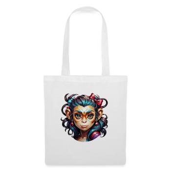 Cute Monkey / Monkey Girl / Cute / Hair Bow - Tote Bag - white - Front