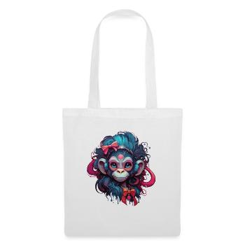 Cute Monkey / Monkey Girl / Cute / Hair Bow - Tote Bag - white - Front