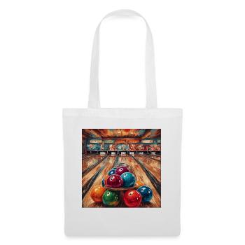 Bowling / Kegeln / Bowlingbahn / Pin / Strike - Stoffbeutel - Weiß - Vorne