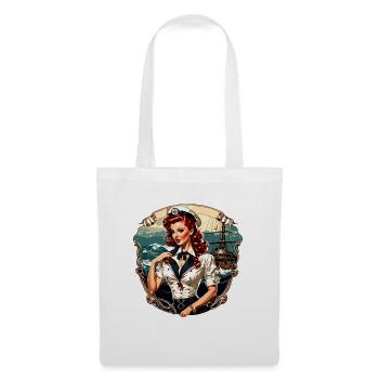 Marin / Pin-up / Navire / Bateau / Ancre / Dame - Sac en tissu - blanc - Devant