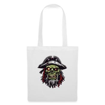 Pirat / Ahoi / Anker / Kapitän / Totenkopf / Rum - Stoffbeutel - Weiß - Vorne