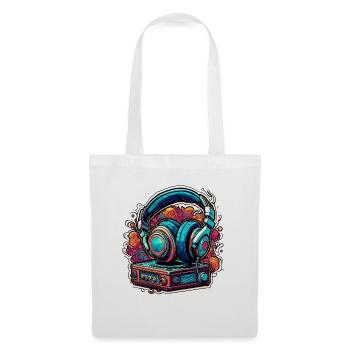 Casque / Audio / Musique / Son / Cool - Sac en tissu - blanc - Devant