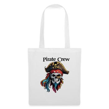 Pirat / Ahoi / Anker / Kapitän / Totenkopf / Rum - Stoffbeutel - Weiß - Vorne