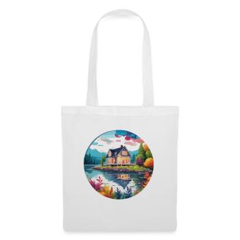 Lakeside House / Cabin / Lake / Mountains / Nature /Forest - Tote Bag - white - Front