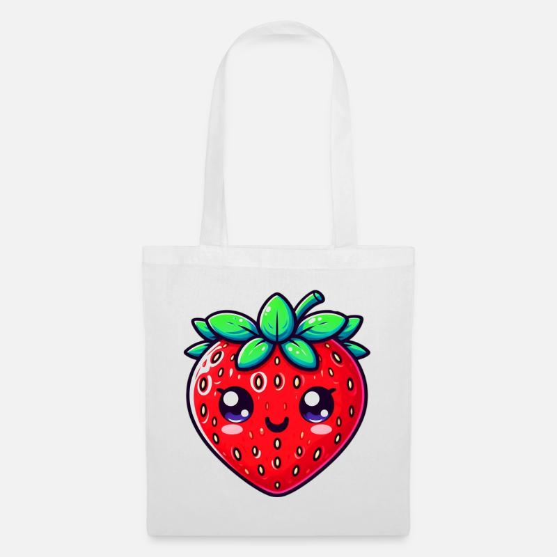Erdbeer-Erdbeeren - Stoffbeutel - Weiß