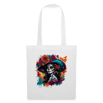 La Catrina/ Tatouage / Mexique / Crâne / Crâne - Sac en tissu - blanc - Devant