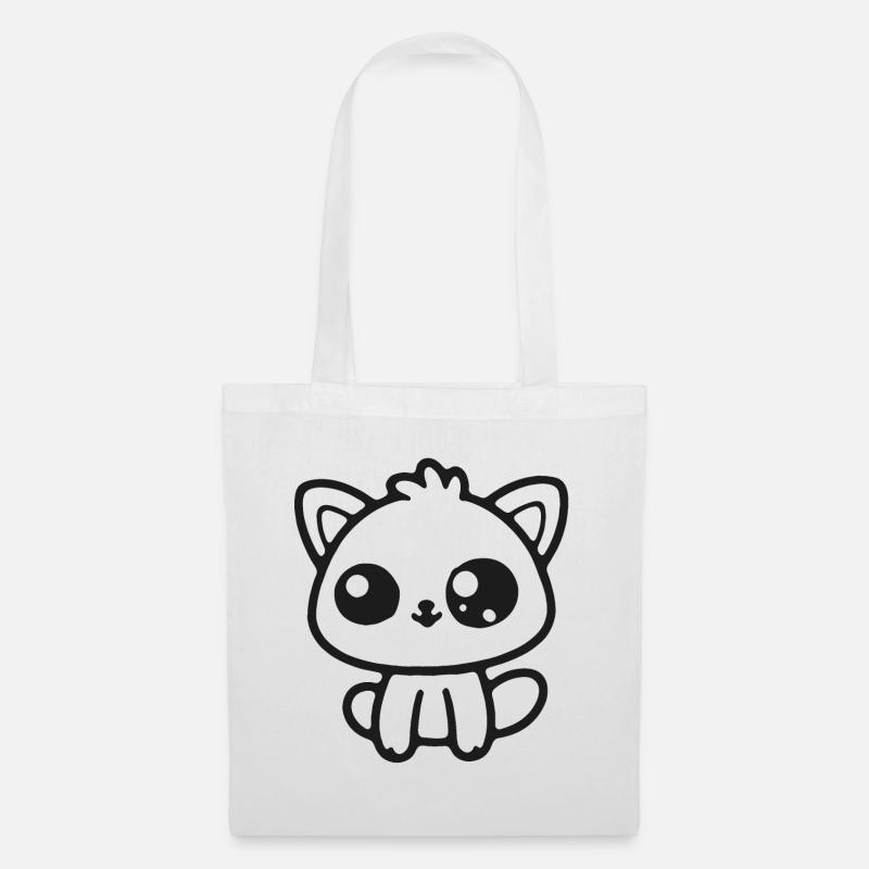 Cat Silhouette Charm - Tote Bag - white