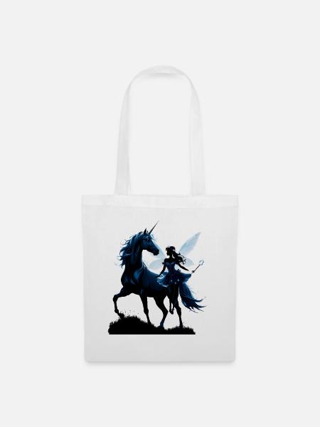 Die Fee und das Einhorn: Ein nächtliches Abenteuer. - Stoffbeutel - Weiß