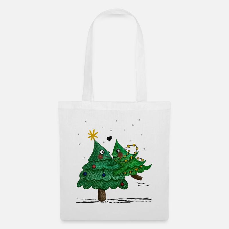Niedliche Weihnachtsbäume - Stoffbeutel - Weiß