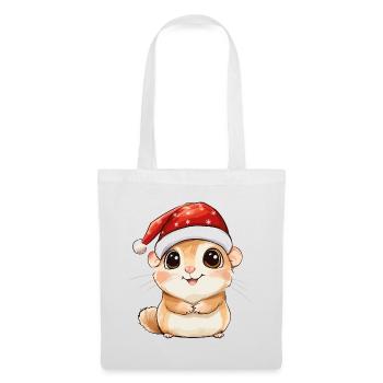Hamster Weihnachten Süß Niedlich Weihnachtlich - Stoffbeutel - Weiß - Vorne