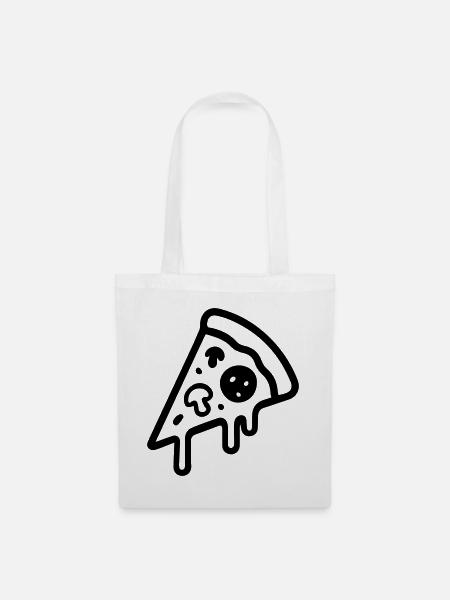 Pizza Stück Icon - Stoffbeutel - Weiß