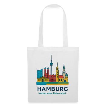 Hamburg Skyline Immer eine Reise wert - Stoffbeutel - Weiß - Vorne