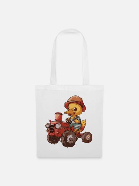Ente Traktor Farmer - Stoffbeutel - Weiß