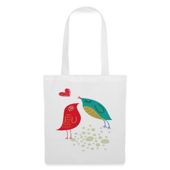 verliebte Vögel - Stoffbeutel - Weiß - Vorne