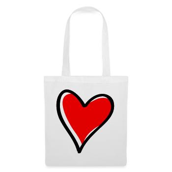 Rotes Herz Minimal-Icon - Stoffbeutel - Weiß - Vorne