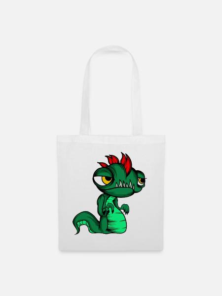 Niedliches Fantasy-Echsen-Schlangen-Kindershirt - Stoffbeutel - Weiß