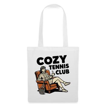 Cozy Tennis Club, stylisches Tennis Fan Hoodie - Stoffbeutel - Weiß - Vorne