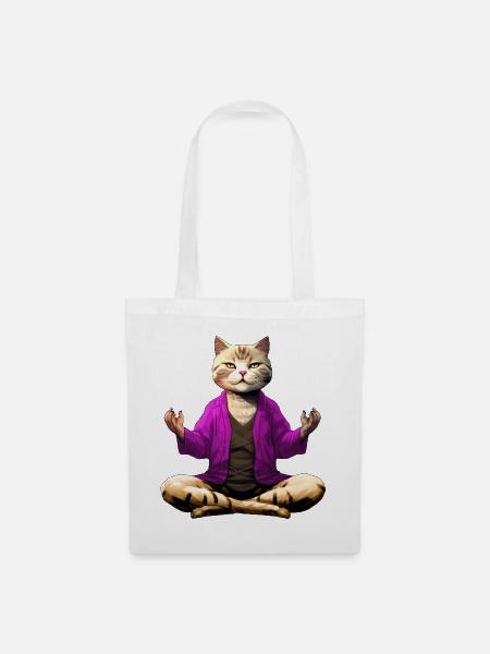 Katze Yogi - Stoffbeutel - Weiß