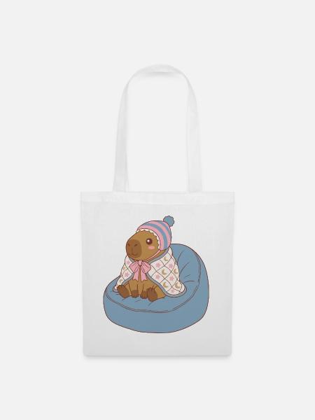Cuddle Capybara Moonstar-Decke – Kawaii-Design - Stoffbeutel - Weiß