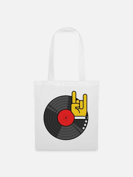 Vinylalbum Rock Hand Emblem - Stoffbeutel - Weiß