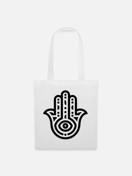 Hand von Fatma Hamsa - Stoffbeutel - Weiß