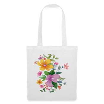 Blüten Aquarell Bouquet - Stoffbeutel - Weiß - Vorne